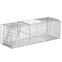 Outsunny One-Door Live Animal Trap, Animal-Friendly Humane Catch & Release Steel Cage for Rats, Mice, 36.6"  x 12.2" x 13.6"(m-2)