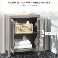 kleankin Modern Bathroom Floor Cabinet, Freestanding Bathroom Storage Cabinet with Double Glass Doors and Adjustable Shelves, Gray(m-5)