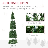 HOMCOM 9' Artificial Pencil Christmas Trees, with Auto Open, Steel Base, Pine Needles, for Home Xmas Decoration(m-7)