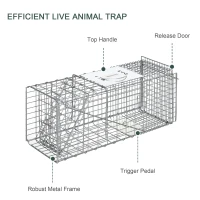 Outsunny One-Door Live Animal Trap, Animal-Friendly Humane Catch & Release Steel Cage for Rats, Mice, 26" x 9.4" x 12"(m-6)
