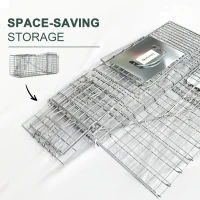 Outsunny One-Door Live Animal Trap, Animal-Friendly Humane Catch & Release Steel Cage for Rats, Mice, 26" x 9.4" x 12"(m-7)