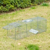 Outsunny One-Door Live Animal Trap, Animal-Friendly Humane Catch & Release Steel Cage for Rats, Mice, 36.6"  x 12.2" x 13.6"(m-1)