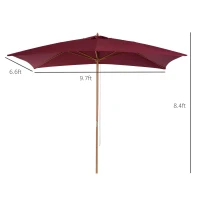 Outsunny Patio Umbrella Market Patio Sun Umbrella Rectangle Wine Red(m-3)