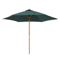 Outsunny ⌀9' x 8' H Patio Umbrella, Market Umbrella with Hardwood Frame and Wind Vent, Outdoor Beach Parasol, Green(m-2)