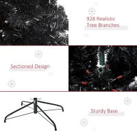 HOMCOM 6ft Artificial Christmas Tree Unlit Douglas Fir with Realistic Branches and 928 Tips, Black Halloween Style(m-6)