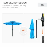 Outsunny 9FT 3 Tiers Patio Umbrella Outdoor Market Umbrella with Crank, Push Button Tilt for Deck, Backyard and Lawn, Sky Blue(m-6)
