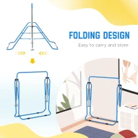 Qaba Folding Gymnastics Bar for Kids with Shock Absorption, Adjustable Gymnastics Horizontal Bar, Gymnastics Kip Bar for Home Use, Blue(m-6)