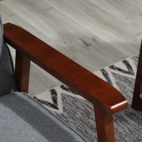 HOMCOM Modern Upholstered 2-Seat Loveseat Sofa with Linen-Touch Fabric and Rubberwood Legs, Grey(m-8)