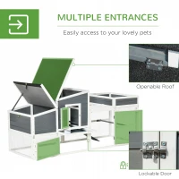 PawHut Chicken Coop with Extra Shade, Large Poultry Cage, Hen House with Flower Bed, Outdoor and Waterproof, Wooden, Stone Gray(m-5)