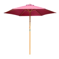 Outsunny φ9' x 8' H Patio Umbrella, Market Umbrella with Hardwood Frame and Wind Vent, Outdoor Beach Parasol, Wine Red(m-2)