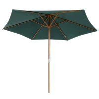 Outsunny ⌀9' x 8' H Patio Umbrella, Market Umbrella with Hardwood Frame and Wind Vent, Outdoor Beach Parasol, Green(m-9)