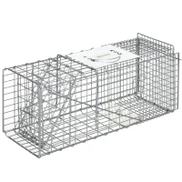 Outsunny One-Door Live Animal Trap, Animal-Friendly Humane Catch & Release Steel Cage for Rats, Mice, 26" x 9.4" x 12"(m-2)