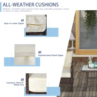 Outsunny 5-Piece PE Wicker Patio Furniture Set, Conversation Set with Outdoor Ottomans, Table & Chairs, Small Balcony Furniture for Apartments, Steel, Cream White(m-4)