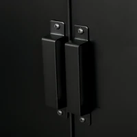 HOMCOM Metal Storage Cabinet, Industrial Sideboard Buffet Cabinet with 2 Louvered Doors, Adjustable Shelves, Black(m-10)