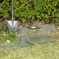 Outsunny One-Door Live Animal Trap, Animal-Friendly Humane Catch & Release Steel Cage for Rats, Mice, 26" x 9.4" x 12"(m-1)