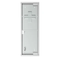 kleankin Wall Mount Medicine Cabinet, Bathroom Cabinet with 3 Tier Shelves, Stainless Steel Frame and Glass Door, Lockable with 2 Keys, Silver, 8" x 23"(m-10)