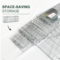 Outsunny One-Door Live Animal Trap, Animal-Friendly Humane Catch & Release Steel Cage for Rats, Mice, 36.6"  x 12.2" x 13.6"(m-7)