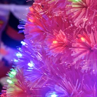 HOMCOM 7ft Prelit Artificial Christmas Tree with LED Lights, Multicolored Fiber Optics and Realistic Branch Tips, Pink(m-9)