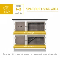 PawHut Wooden Bunny Rabbit Hutch, Small Animal Habitat with Ramp, Removable Tray & Weatherproof Roof, Indoor/Outdoor, Brown(m-5)