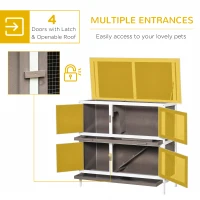 PawHut Wooden Bunny Rabbit Hutch, Small Animal Habitat with Ramp, Removable Tray & Weatherproof Roof, Indoor/Outdoor, Brown(m-4)