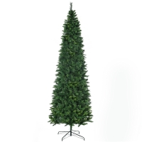 HOMCOM 9' Artificial Pencil Christmas Trees, with Auto Open, Steel Base, Pine Needles, for Home Xmas Decoration
