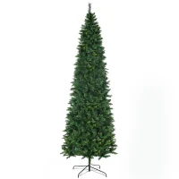 HOMCOM 9' Artificial Pencil Christmas Trees, with Auto Open, Steel Base, Pine Needles, for Home Xmas Decoration(m-1)