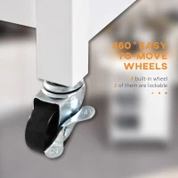 HOMCOM Modern Rolling Kitchen Island Cart with Drawer, Natural Wood Top, Towel Rack, Door Storage Cabinet, White(m-5)