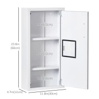 kleankin Wall Mount Medicine Cabinet Bathroom Cabinet with 2 Shelves, Steel Frame and Magnetic Door, White(m-3)