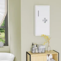 kleankin Wall Mount Medicine Cabinet Bathroom Cabinet with 2 Shelves, Steel Frame and Magnetic Door, White(m-7)