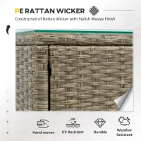 Outsunny 5 Pieces Rattan Wicker Lounge Chair Outdoor Patio Conversation Set with 2 Cushioned Chairs, 2 Ottomans and Tempered Glass Top Coffee Table, Brown/Red(m-4)