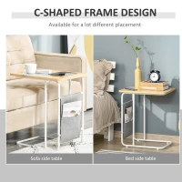 HOMCOM Industrial Side Table, C-Shaped Mobile End Coffee Table with Storage Bag for Sofa Couch Bed(m-5)