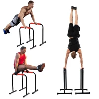 Soozier Set of 2 Dip Bar, Dip Station Push Up Station for Full Body Strength Training Home Gym Black(m-7)