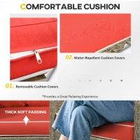 Outsunny 5 Pieces Rattan Wicker Lounge Chair Outdoor Patio Conversation Set with 2 Cushioned Chairs, 2 Ottomans and Tempered Glass Top Coffee Table, Brown/Red(m-5)