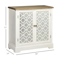 HOMCOM Farmhouse Sideboard Buffet Cabinet, Kitchen Storage Cabinet, Accent Cabinet with Double Glass Doors and Solid Wood Countertop for Kitchen, Living Room, White(m-3)