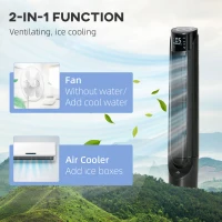 HOMCOM 42'' Evaporative Air Cooler, Ice Cooling Fan with 3 Speeds, 4 Modes, 12 Hour Timer, LED Display and Remote Control for Bedroom, Office or Living Room, Black(m-5)