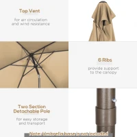 Outsunny 6.5x10ft Patio Umbrella, Rectangle Market Umbrella with Aluminum Frame and Crank Handle, Garden Parasol Outdoor Sunshade Canopy, Tan(m-6)