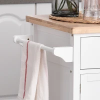 HOMCOM Rolling Kitchen Island, Bar Cart on Wheels with Large Counter, 2 Spacious Drawers and Storage Cabinets, Wine Rack, White(m-10)