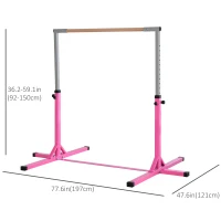 Soozier Professional Gymnastics Bar for Kids, Toddler Home Gymnastics Equipment with 13-level Adjustable Height, Pink(m-3)