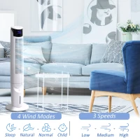 HOMCOM 42'' Evaporative Air Cooler, Ice Cooling Fan with 3 Speeds, 4 Modes, 12 Hour Timer, LED Display and Remote Control for Bedroom, Office or Living Room, White(m-4)