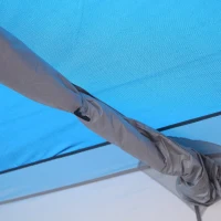 Outsunny Large Camping Tent with 10 Person Floorspace, Rain Cover & Breathable Mesh Roof, Cabin Tent 8 Person Size, Big Family Tent Camping Accessory, Blue(m-9)