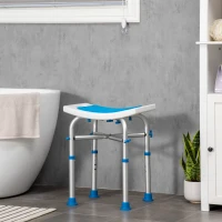 HOMCOM Height Adjustable Shower Chair, 16.7"W Aluminum Shower Stool for Inside Shower with Suction Cup Feet, EVA Padded Bath Seat for Senior, Elderly, Disabled(m-1)