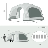 Outsunny 20 Person Camping Tent, Outdoor Cabin Tent Tent with 2 Doors, Screen Room, Family Dome Tent for Hiking, Backpacking, Traveling, Easy Set Up, Cream(m-3)