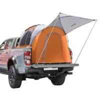 Outsunny Truck Bed Tent for 5'-5.5' Bed with Awning, Portable Pickup Truck Tent for 2-3 Persons, PU 2000mm, Orange(m-1)