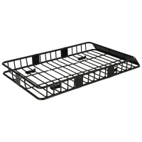 HOMCOM 64"/43" x 39" Car Roof Rack, Length Adjustable Roof Basket, Universal Rooftop Cargo Carrier Basket with U-bolts, 220 lbs Capacity(m-4)