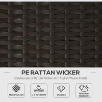 Outsunny 7 Piece Outdoor Patio Furniture Set, PE Rattan Wicker Sectional Sofa Set with Couch Cushions, Throw Pillows and Slat Coffee Table, Dark Brown, Deep Blue(m-4)