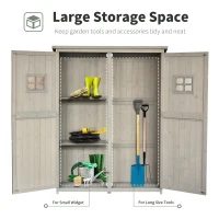 Outsunny 4x1.5ft Wooden Garden Sheds, Outdoor Storage with Windows and Double Door for Gardeners, Grey(m-6)
