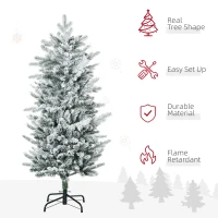 HOMCOM 4.5' Artificial Flocked Christmas Trees, with Snow Frosted Branches, Auto Open, Steel Base(m-4)