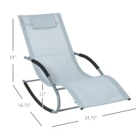 Outsunny Zero Gravity Rocking Chair Outdoor Chaise Lounge Chair Recliner Rocker with Detachable Pillow and Weather-Fighting Fabric for Patio, Deck, Pool, Gray(m-3)