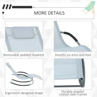 Outsunny Zero Gravity Rocking Chair Outdoor Chaise Lounge Chair Recliner Rocker with Detachable Pillow and Weather-Fighting Fabric for Patio, Deck, Pool, Gray(m-6)