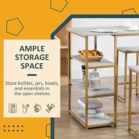 HOMCOM 3 Piece Bar Table and Chairs Set, Kitchen Table and 2 Bar Stools for Dining Room, Living Room, Small Space, Grey(m-4)